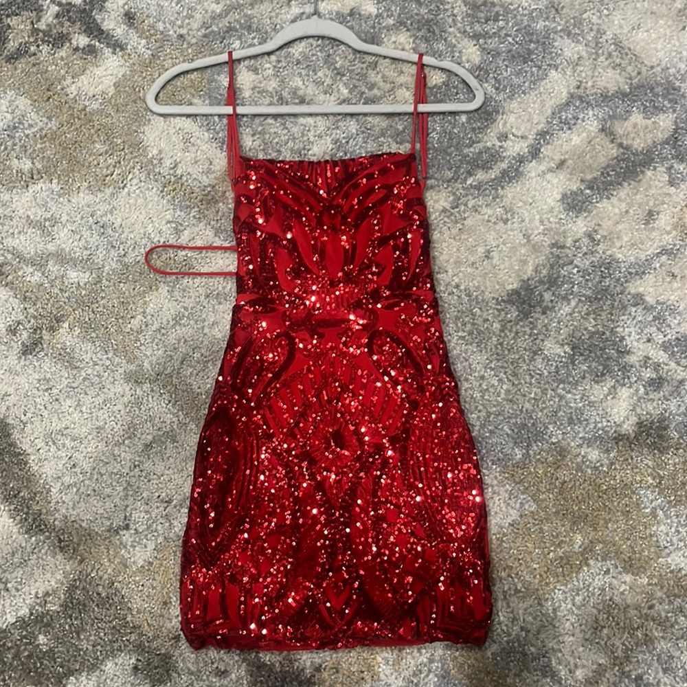 Lucy in the Sky Starstruck Sequin Dress in Valentine Red